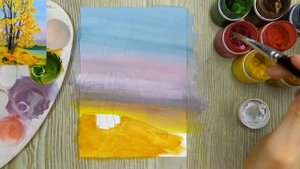 Как нарисовать осень гуашью. Красивый осенний пейзаж