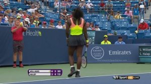 4 straight unreturned serves from Serena