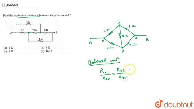 Find the equivalent resistance between the point a and b смотреть онлайн