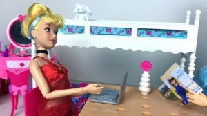 Барби Рапунцель Золушка утро спальня дом для кукол Видео для девочек