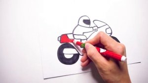 Как нарисовать МОТОЦИКЛ поэтапно. How to draw a MOTORCYCLE Ducati. Рисунок МОТОЦИКЛИСТ простой.