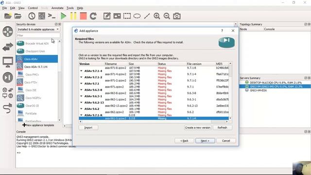 Setup ASAv 9.7.1 on GNS3 2.1.3 смотреть онлайн