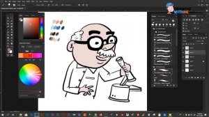 How to Draw Professor, drawing with Photoshop Brush