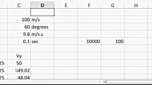 Simulate projectile motion in Excel