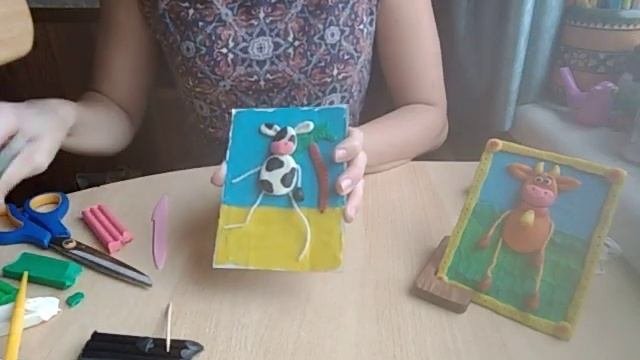 Студия "Мастерская чудес". Мастер-класс «Объемная картинка из пластилина "Коровка". Часть 2