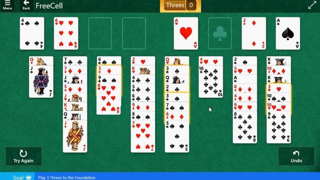 FreeCell\Easy I - Play 3 Threes to the Foundation смотреть онлайн