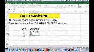 EXCEL DERSLERİ #57 - LN() FONKSİYONU