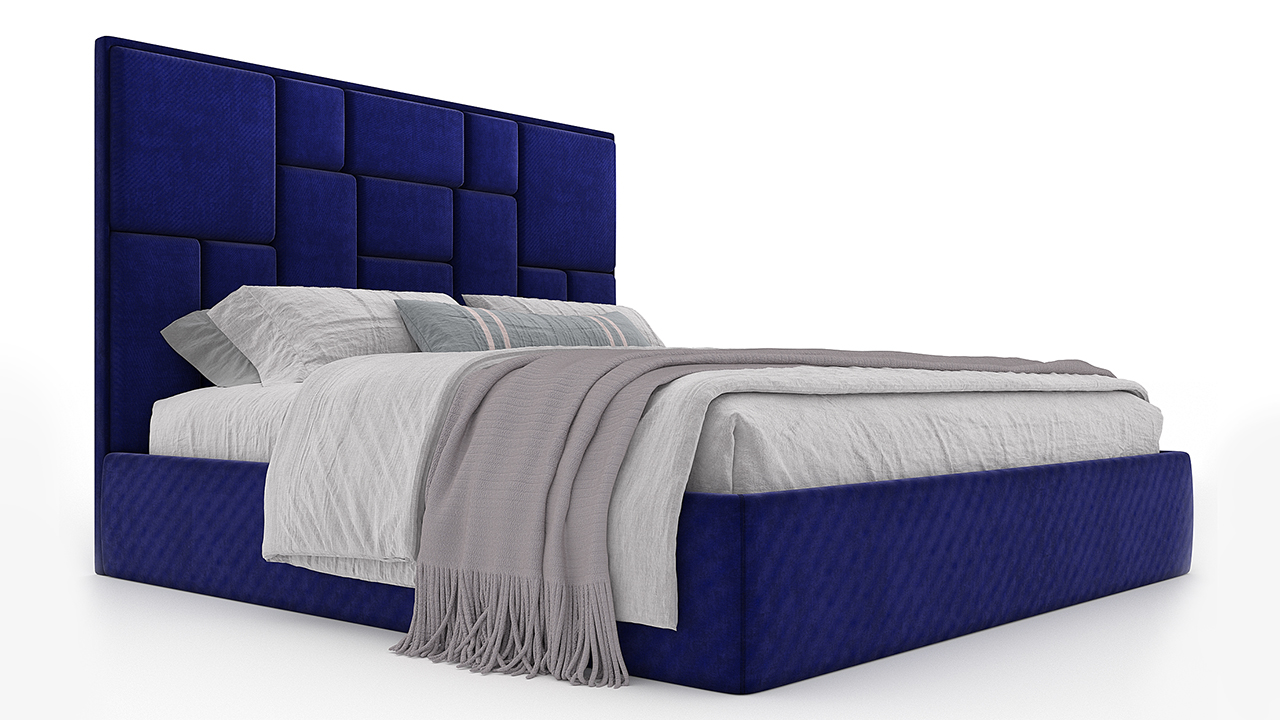 Двуспальная взрослая кровать в синем цвете Терра / Terra