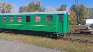Узкоколейные вагоны: пассажирский и грузовой.