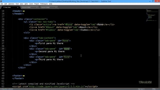 Bootstrap Tutorial for beginners Part- 7 Creating Responsive Tabs