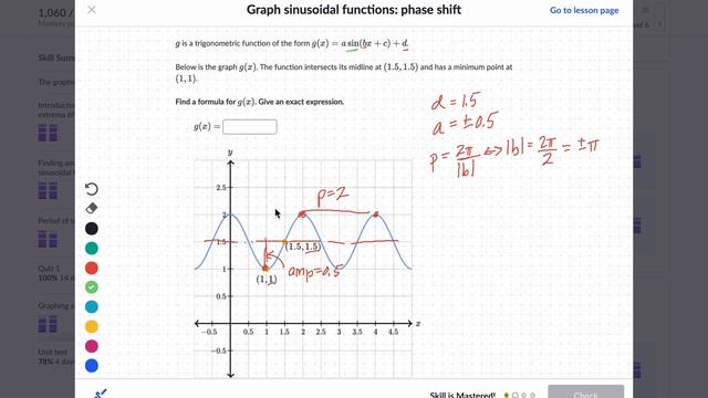 19 Graph sinusoidal functions phase shift Khan Academy with Shaun смотреть онлайн
