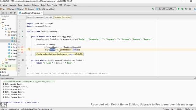 JAVA 8 STREAMS MAP METHOD DEMO смотреть онлайн