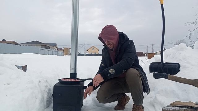 Выживание в селе... Готовлю на природе зимой