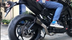 Full exhaust system on a 2021 Suzuki GSX-S1000