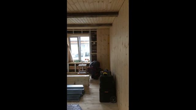 Обшивка сруба вагонкой.