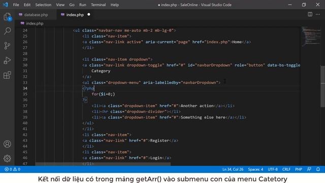 PHP - Đọc dữ liệu từ bảng vào menu - Bind data from table to menu (Part 6) смотреть онлайн