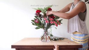 DIY Celosia, Protea and Umbrella Fern Flower Arrangement