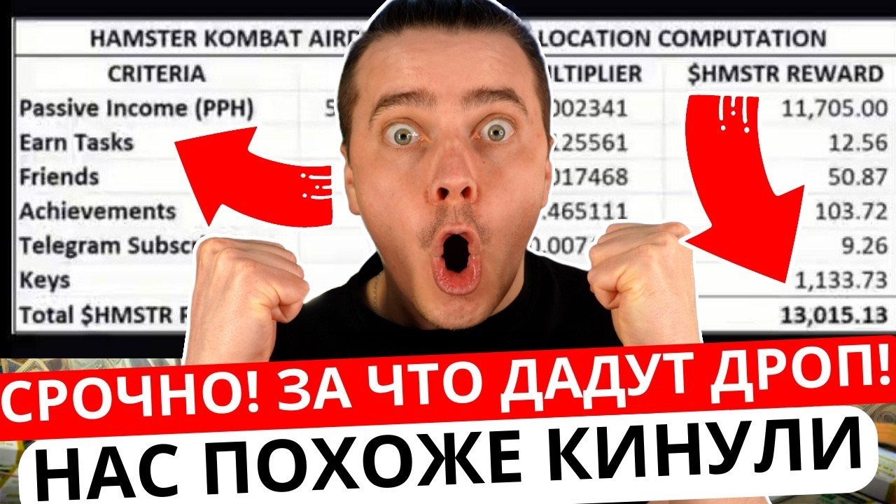 HAMSTER KOMBAT - ЭТО УЖАС! СЛИЛИ ТАБЛИЦУ РАСПРЕДЕЛЕНИЯ ДРОПА! ВОТ СКОЛЬКО $HMSTR ВЫ ПОЛУЧИТЕ!