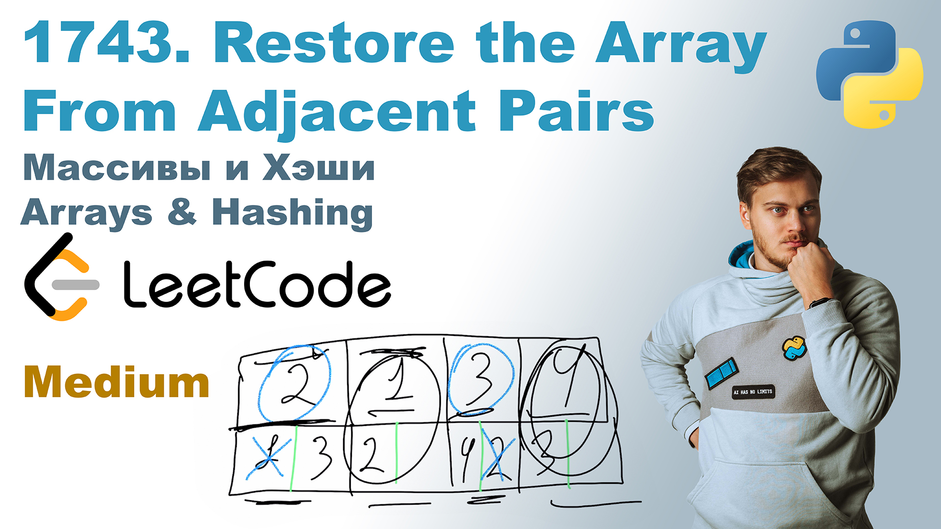 Restore the Array From Adjacent Pairs | Решение на Python | LeetCode 1743