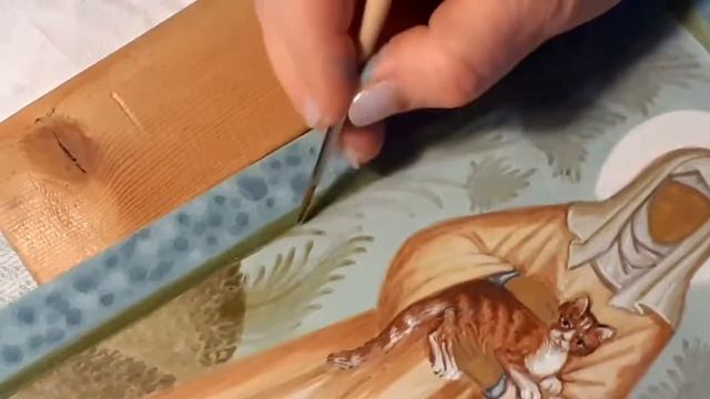 Икона святая преподобная Гертруда Нивельская. Процесс написания. смотреть онлайн