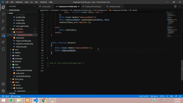 Codeigniter 3 Tutorial Part-13: How to delete data by id from database with model in codeigniter