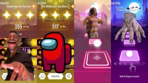 That One Guy vs AMONG US RED vs EMMA MYERS(Enid Sinclair) vs THING | Tiles Hop EDM Rush