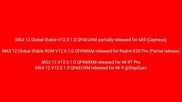 MIUI 12 GLOBAL STABLE UPDATE ROLLOUT START FOR REDMI K20 PRO, MI 9T PRO,MI 9 | MIUI 12 STABLE BANGL