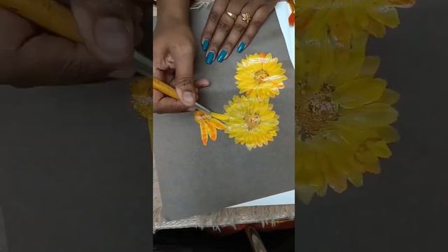 Sunflower painting? painted easy one stroke flower!Acrylic sunflower painting?️ #art#viral#flowers