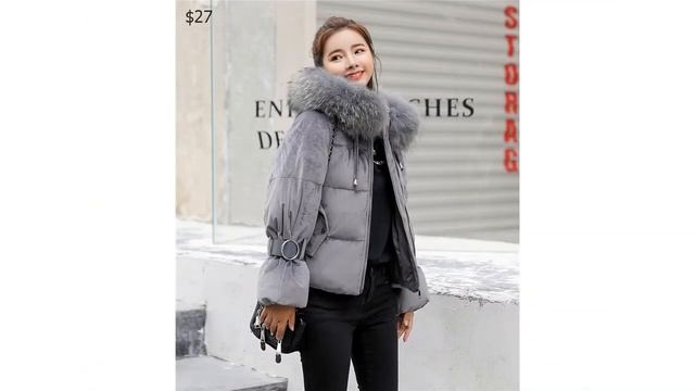 Одежда с AliExpress. Свободное теплое короткое женское пальто куртка с капюшоном. смотреть онлайн