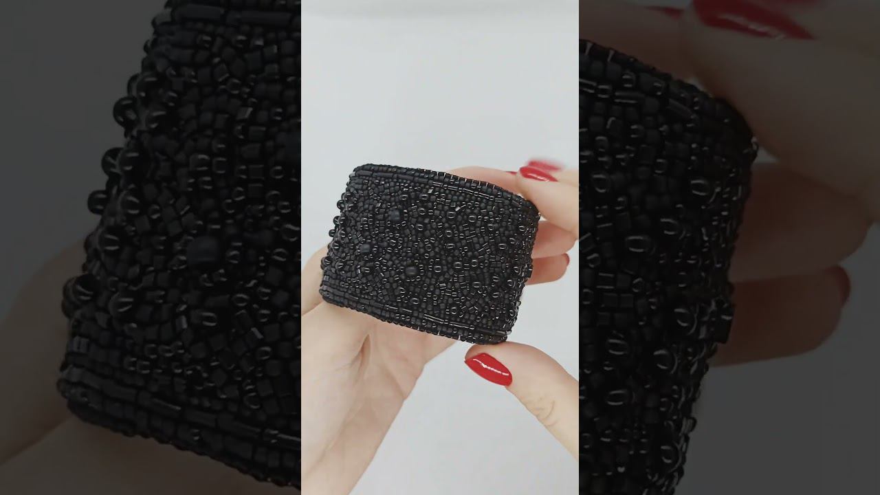 Браслет из бисера черный широкий смотреть онлайн