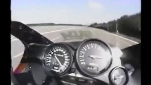 Kawasaki ZZR 1100 on a speed track.