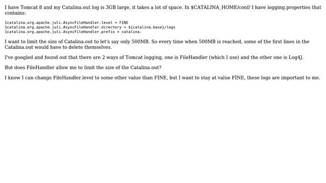 Unix & Linux: Tomcat 8 limit size of Catalina.out смотреть онлайн