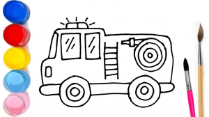 Рисование и Раскраска Пожарной машины Для Детей