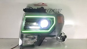 13-14 Ford F-150 SVT Raptor Headlights - RGB boards, EvoX-R projectors, Lens Etch - VisionAutoworks