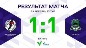 ЮФЛ-3. Акрон-Академия Коноплева - Краснодар. 23-й тур. Обзор