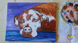 🎨🐶Easy Dog Painting -"Lazy Days" Meet:Hunter -Step by step acrylic painting for kids and beginners