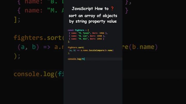 JavaScript how to ❓ sort an array of objects by string property value