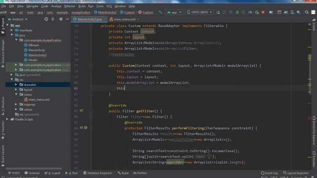 Android Studio Search filter | Add Search Filter in Listview BaseAdapter | SQLite database search