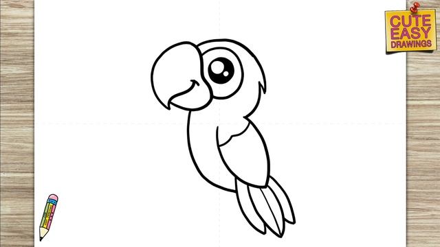 How to draw Cute Parrot Easy / Learn to draw a Cute Macaw / Easy Bird Drawing and Coloring