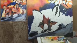 ?Как рисовать лису/ картина масляными красками на холсте/ мастер класс/ Марина Бердник