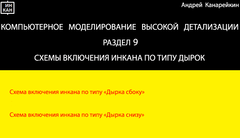 Раздел 9.  Включение инкана по типу дырок. Компьютерное моделирование высокой детализации.