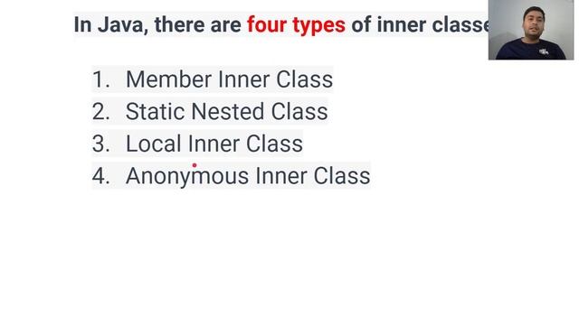 Inner class in java | types  with example