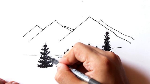 Как нарисовать ПЕЙЗАЖ для новичков смотреть онлайн