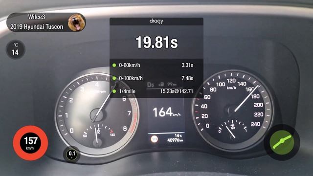 HYUNDAI TUCSON III FL 1.6T GDI Acceleration 0-100km/h DRAGY смотреть онлайн