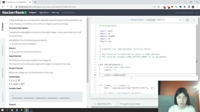 004 A Very Big Sum - HackerRank Python