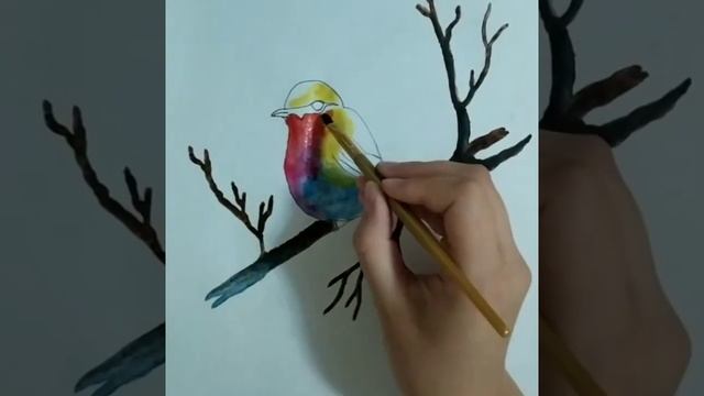 How to draw a BIRD [Gouache] смотреть онлайн