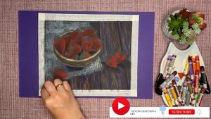 Strawberry art / Drawing process oil pastels // Клубника / Масляная пастель