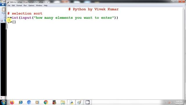 Data structure in python (Selection Sort)
