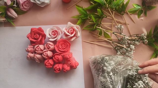 Мыльный букет на заказ. бумага для стаканчика.Цветы из мыла. Заливаю формы.как собрать букет из мыл