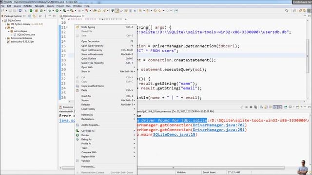 Java Connect to SQLite Database Example смотреть онлайн